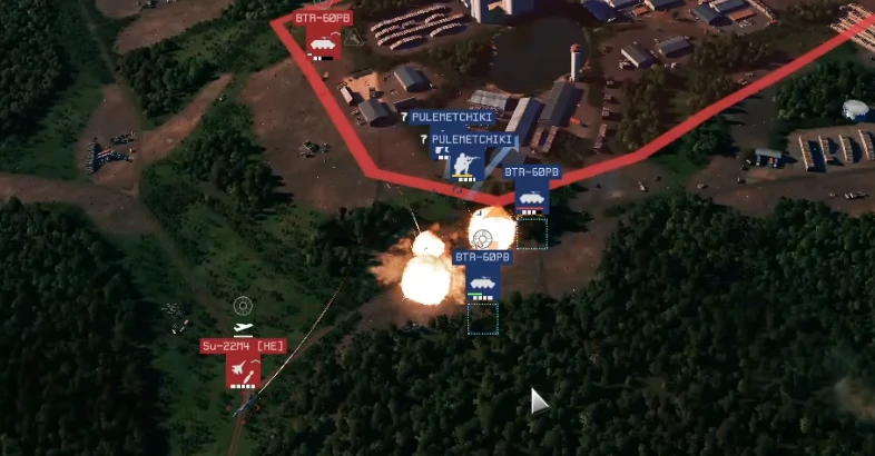 Bombing run on attacking infantry